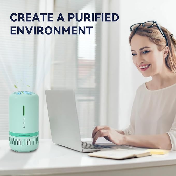 Air Purifiers for Home,H13 HEPA Small Air Purifier for Room up to 960ft²,Air Purifiers for Home Pets,Odor,Dust,Quiet Air Cleaner for Office,Living Room,Bedroom,Kitchen,Green 1 Pack