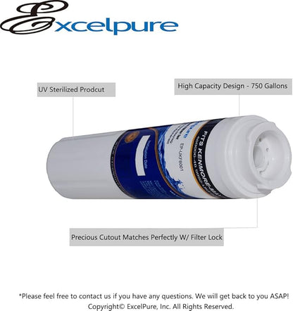 EXCELPURE UKF8001 Replacement for Whirlpool FILTER 4, EDR4RXD1, 4396395, WRX735SDBM00, RWF0900A, EFF-6007A, MFI2568AES, MFI2569VEM, RFC0900A, WF295, PURICLEAN II, Refrigerator Water Filter, 1PACK