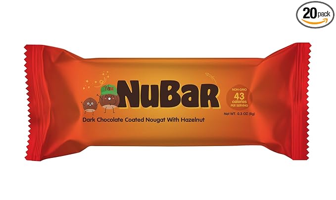 EverBar - Dark Chocolate Covered Mini Hazelnut Nubar, 80 Count | Non-GMO, Dark Chocolate Covered Mini Hazelnut Nubar | On the Go | With Coffee or Tea | Healthy Snack | Bite-Size Premium Nubar 80 Count (Pack of 1) (80 Count (Pack of 1) 0.4oz, Hazelnut)