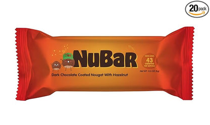 EverBar - Dark Chocolate Covered Mini Hazelnut Nubar, 80 Count | Non-GMO, Dark Chocolate Covered Mini Hazelnut Nubar | On the Go | With Coffee or Tea | Healthy Snack | Bite-Size Premium Nubar 80 Count (Pack of 1) (80 Count (Pack of 1) 0.4oz, Hazelnut)
