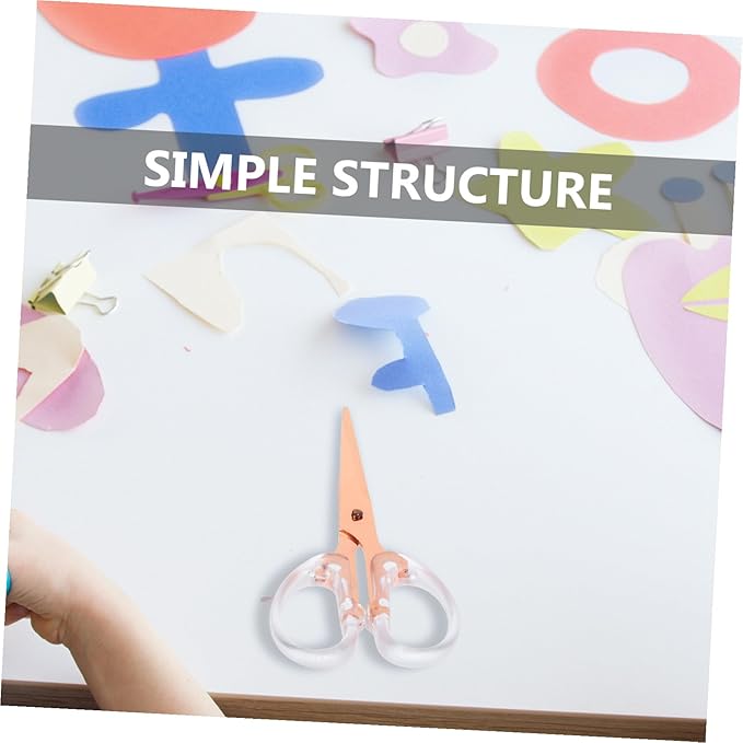 STOBAZA Portable Rose Gold Office Scissors Lightweight Aluminum Alloy Paper Cutting Tool for Students Scrapbooking and Crafting with Ergonomic Non-slip Design