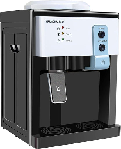 Water Dispenser Top Loading Countertop Water Cooler Dispenser with 3 Temperature Settings Desktop Electric Hot and Cold Dispensers for Home, Office, Dormitory (European White)