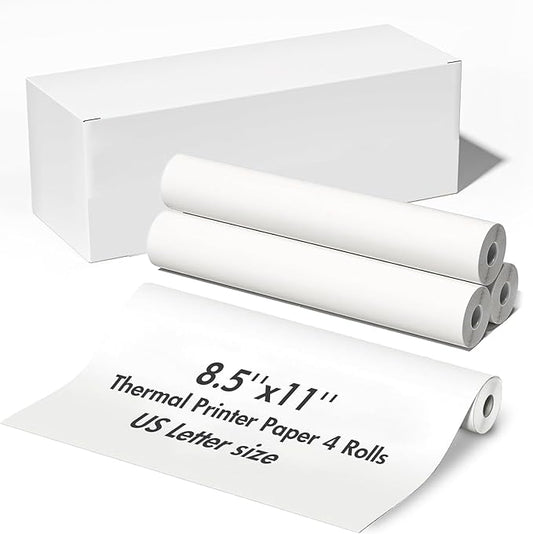 US Letter Size Quick-Dry Thermal Printer Paper 8.5''x11'', A4 thermal paper rolls (4 Rolls), Compatible with Tagzilo C80 Portable Thermal Printer (Printer not included)