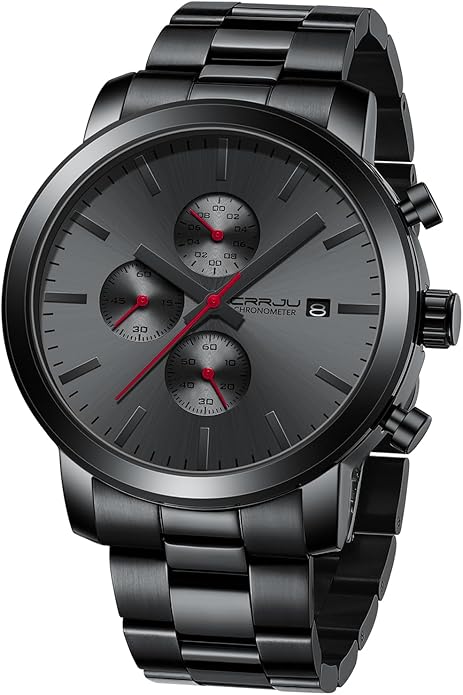 CRRJU Mens Stylish Casual Quartz Watches for Men Luxury Waterproof Calendar Chronograph Japan Movement Wristwatches
