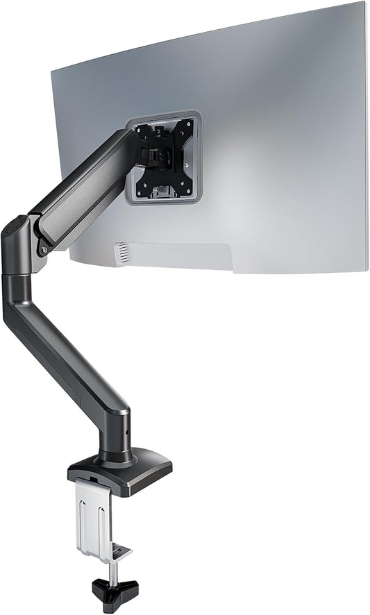 Single Monitor Arm Desk Mount，Gas Spring Monitors Arm for 17-32 inch Screens,Adjustable Computer Monitors Stand up to 4.4 to 19.8 lbs,Vesa Mount with Clamp and Grommet Base, VESA 75 & 100mm