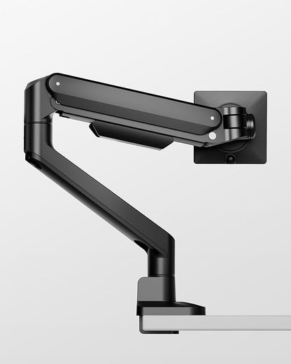 monTEK Deluxe Monitor Arm for 17 to 40 Inch Curved Screens with Cable Management Aluminum Fully Adjustable Single Monitor Arm with Clamp/Grommet, Quick Release Plate,75x75/100x100 VESA,MA1008BK