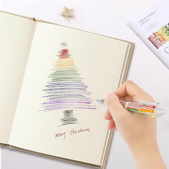 24 Pack Multicolor Pen 0.5mm 6-in-1 Multicolor Ballpoint Retractable Colored Pens for School Office Supplies Birthday Party Favors for Kids Students Christmas Gift Stocking Stuffers for Teachers