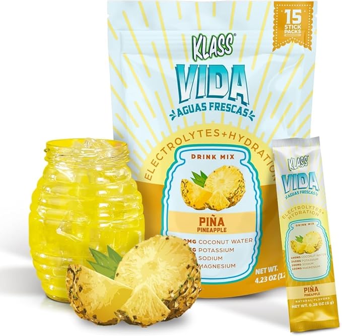 Electrolyte Drink Mix – Pineapple Agua Fresca Flavor | Sugar-Free Hydration Powder with Coconut Water & Minerals | 15 Single-Serve Stick Packs, Low Calorie, Natural Flavor