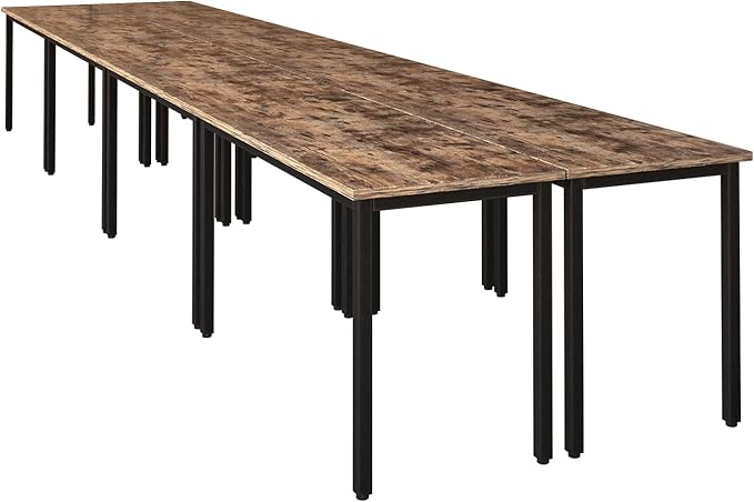 Bonzy Home Conference Tables 16ft Office Computer Desk for Meeting Room Study Writing Printer Table Meeting Seminar Table for 20 People Rustic Vintage Brown 8PCS 188.8"x47.2"x29.5"