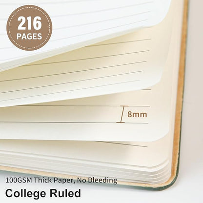 Lined Journal Notebook for Work College Ruled Note Book 5.79"x8.27" A5 PU Leather Daily Journaling 216 Pages for Women Men Writing Home School Supplies Business (RoseGold)