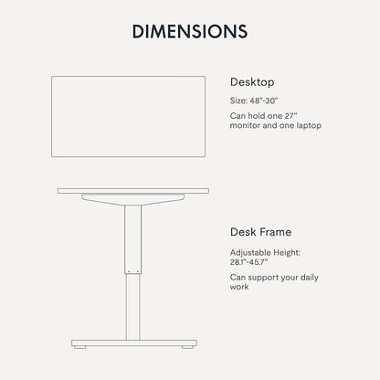 FLEXISPOT EN1 One Piece Standing Desk, 48" x 30" Electric Height Adjustable Sit Stand Desk for Home Office (White Frame + 48" Rustic Top, 2 Packages)