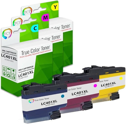 TCT LC401XL Color Ink Cartridge 3 Pack - Compatible Replacement for Brother LC401XL LC401XLC LC401XLM LC401XLY High Yield Works with Brother MFC-J1010 J1012 J1170 Printer (Cyan Magenta Yellow)