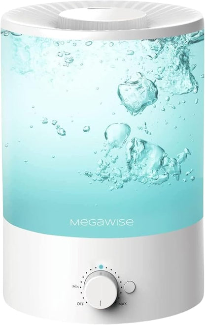 MEGAWISE 3.5L Cool Mist Humidifier with Top Refill, Large Capacity of 3.5L, Easy Safe and Convenient for Home + 7 Night light Colors