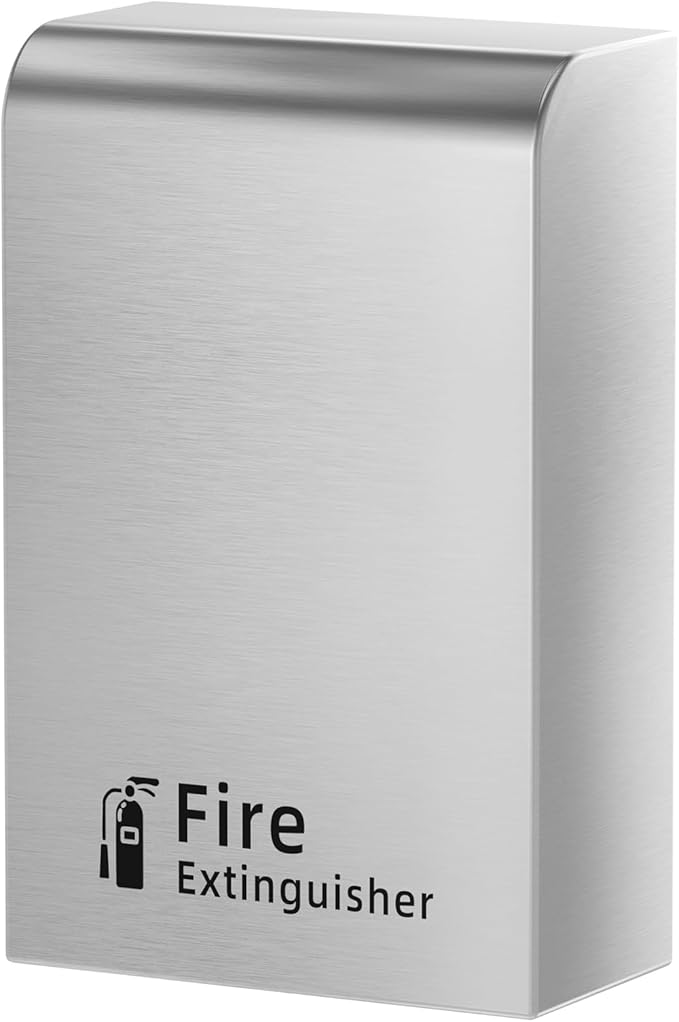 Fire Extinguisher Cabinet Floor Standing, Stainless Steel Fire Extinguisher Box, Suitable for Shopping Malls and Hotels, Can Accommodate Two 10 Pound Fire Extinguishers (Silver)