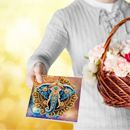 6pcs DIY Animals Diamond Art Painting Greeting Cards Kit, Rhinestone Art Holiday Birthday Card Set with Envelopes, DIY Festival Craft for Girlfriend, Christmas Valentine Gift Making Supplies