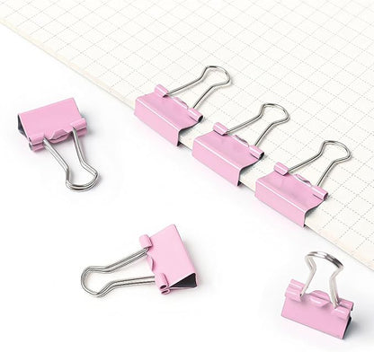 50 Pack Small Pink Binder Clips 3/4 Inch (19 mm), Colored Little Paper Clamps, Tiny Mini Paper Clips for Office Home School Business 0.75"
