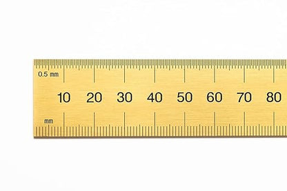PEC Tools 12"/300mm Rigid Metal Ruler, Titanium Nitride (TiN) Coated Machinist Ruler, E&M Graduation (1/32", 1/64", 0.5mm, 1.0mm), 1" Wide and 0.040" Thick, High Wear Resistance, Made in USA