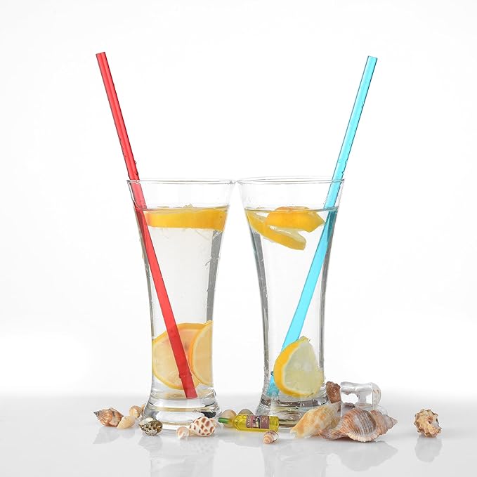ALINK 13 inch Reusable Plastic Straws, Extra Long Colorful Tritan Tumbler Replacement Straws for Stanley Cups, 1 Gallon, 64/40/ 32 oz Water Bottles, Set of 10 with Brush