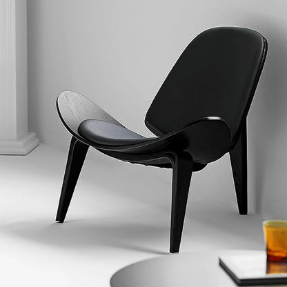 OAKHAM Comfy Shell Chair, Mid Century Modern Accent Chair for Living Room and Bedroom with Protective Foot Pads, Ergonomic (Ebony Black)