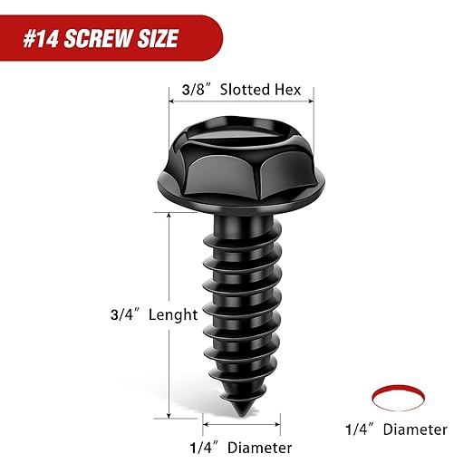 Nilight License Plate Screw Kit for Fastening Front and Back License Plates on Cars, Suvs, and Trucks Black Zinc Plated Rust-Proof and Anti-Rattle License Plate Bolts (Set of 8)