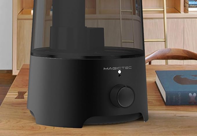 Magictec Cool Mist Humidifier, 2.5L Essential Diffuser for Bedroom and Baby, Adjustable Mist Output, Auto Shut Off, Super Quiet 360 Nozzle - Lasts Up to 24 Hours, Black