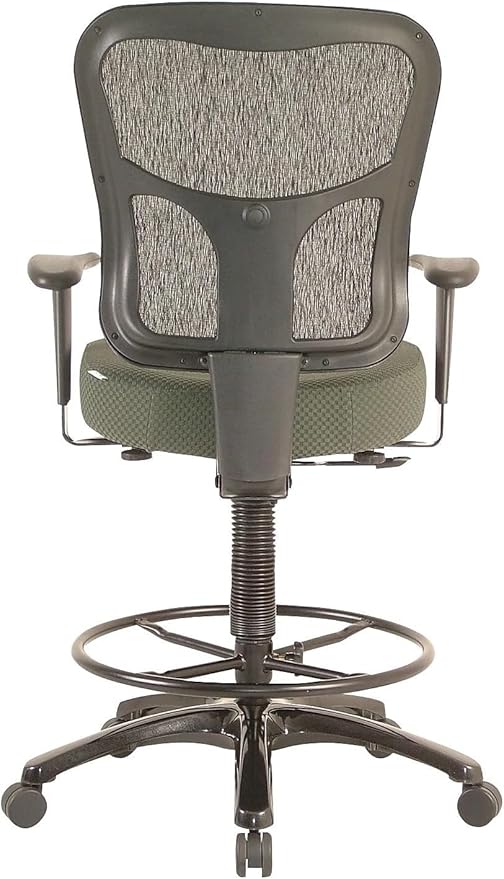 Tempur-Pedic TP8200C Fabric Drafting Stool with Backrest and Footrest with Lumbar Support, with Tempur Material, Cooling Gel Layer, Olive
