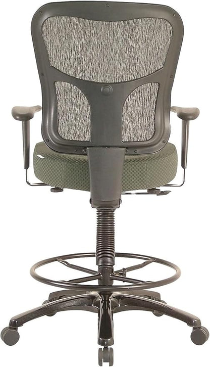 Tempur-Pedic TP8200C Fabric Drafting Stool with Backrest and Footrest with Lumbar Support, with Tempur Material, Cooling Gel Layer, Olive
