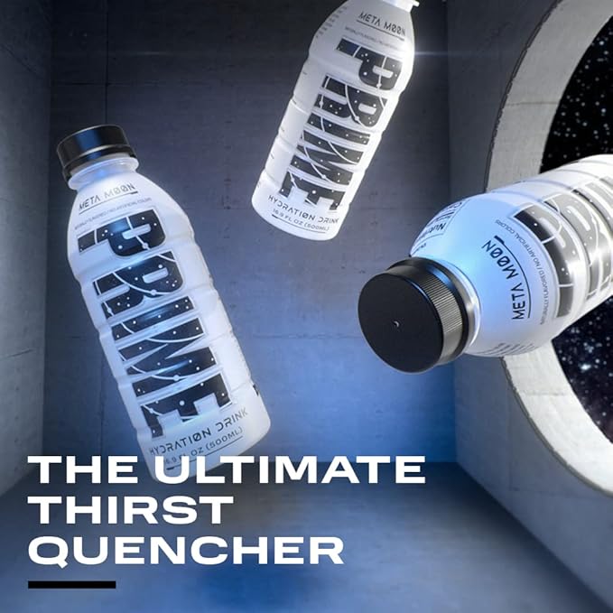 PRIME Hydration META MOON | Sports Drinks | Electrolyte Enhanced for Ultimate Hydration | 250mg BCAAs | B Vitamins | Antioxidants | 2g Of Sugar | 16.9 Fluid Ounce | 12 Pack