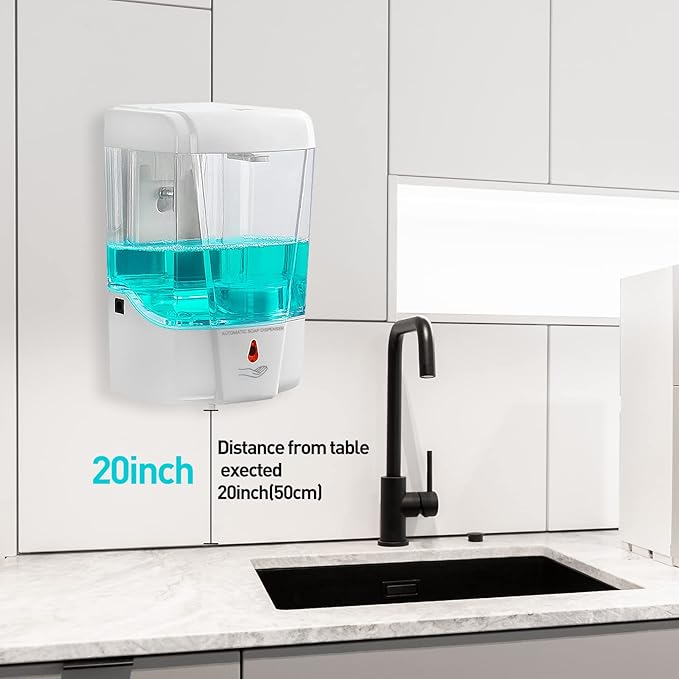 Touchless Automatic Hand Sanitizer Dispenser, Gel Wall Mount Hands Free Soap Dispenser Mounted 700ML for Hotel, Office, School, Kitchen, Church, Shopping Mall, Applicable to Multiple scenarios White