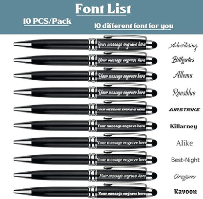 Ancolo Personalized Business Pens -Custom Advertising Message - Engraved Team Name, Phone Number, Slogan Perfect for Bank, Office, Hotel Lobbies - 10 Pens/Box