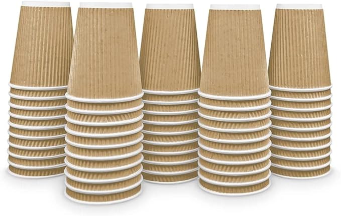 Ripple Paper Cups 12 oz 200 Pack for Coffee & Tea Made in USA | Bulk 200 Count for Home, Office, Restaurants & Coffee Shops | Recyclable, Insulated, & Disposable 12 Ounce To-Go Cups for Hot Beverages