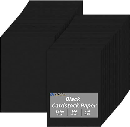 5" x 7" Black Cardstock, 300 Pack Black Thick Paper Cardstock Blank Cards Stock for Invitations, Greeting Cards Making, Postcards, Photos, 250GSM Thick Paper