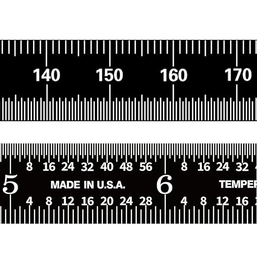 PEC Tools 6"/150mm Flexible Metal Ruler, Stainless Steel Machinist Rule with Black Chrome Finish, High Contrast, English & Metric Graduation (1/32", 1/64", 0.5mm, 1.0mm), Easy to Read, Made in USA