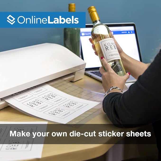 White Gloss Sticker Paper - 8.5 x 11 Full Sheet Label - for Cutting Machines, Scissors - Permanent - No Backslit - 25 Sheets - Inkjet Printers - Online Labels