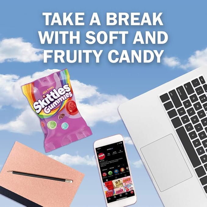 SKITTLES Wild Berry Gummy Candy, 5.8 oz Bag (Pack of 12)