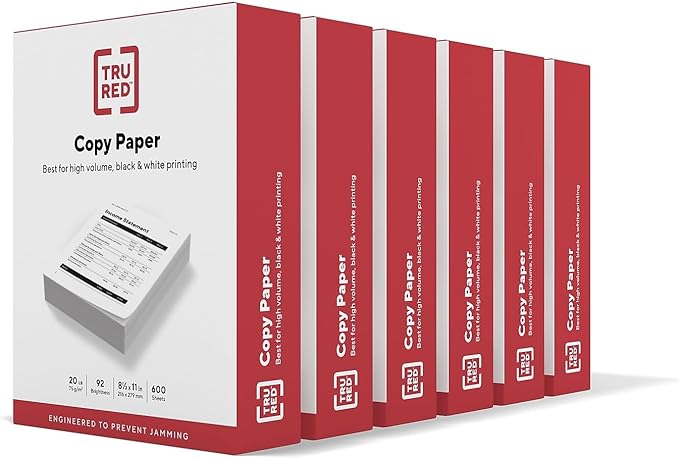 Staples 8.5-inch x 11-inch Copy Paper, 20 lbs., 92 Brightness, 600 Sheets/Ream, 6 Reams/Carton (TR62091)