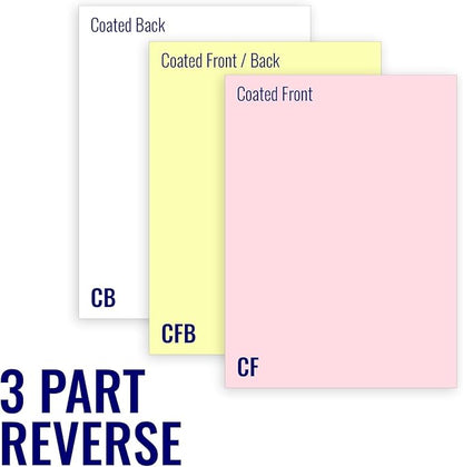 Superior 8.5 x 11 Carbonless Paper, 3 Part Reverse (Bright White/Canary/Pink), 1340 Sets (4000 Sheet) I 8 Reams