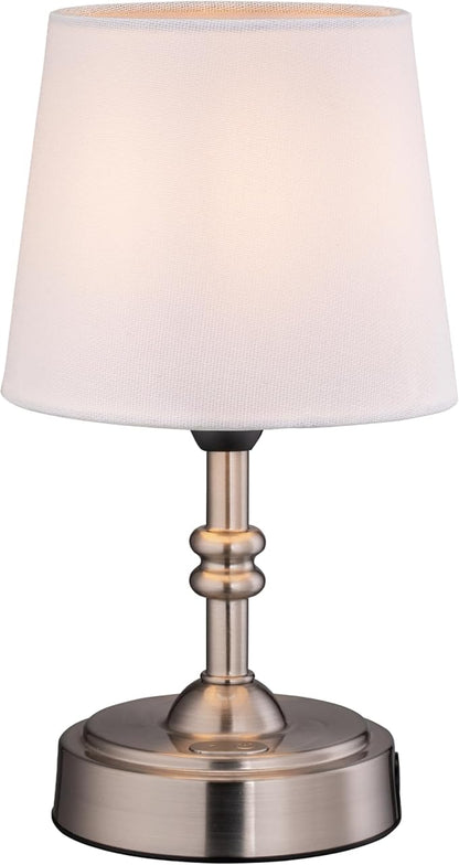 O’Bright Seraph mini – Cordless LED Table Lamp with Dimmer, Built-in Rechargeable Battery, 3-Level Brightness, Patio Table Lamp, Bedside Night Lamp, Ambient Light for Restaurant, Brushed Nickel