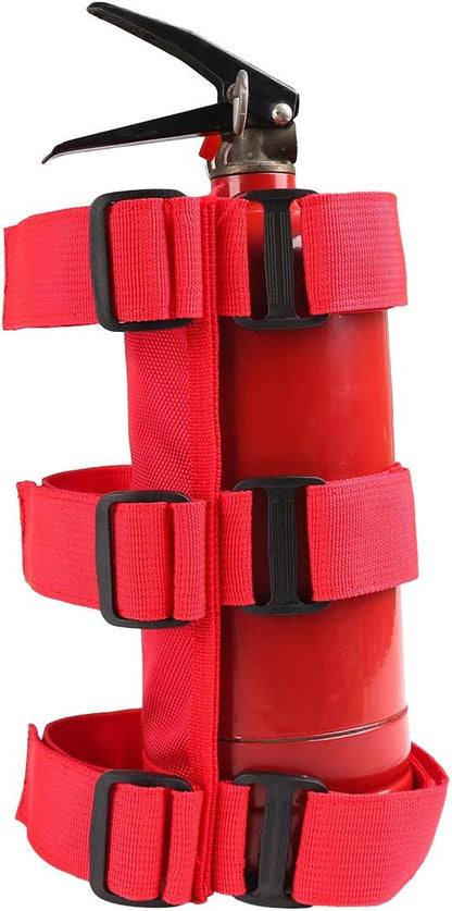 Universal Fire Extinguisher Straps Adjustable Roll Bar Mount 3 lb Fire Extinguisher Holder for Boat Wrangler Car Truck UTV Vehicles Roll Cage Interior Accessories Home Office,Red Strap Only