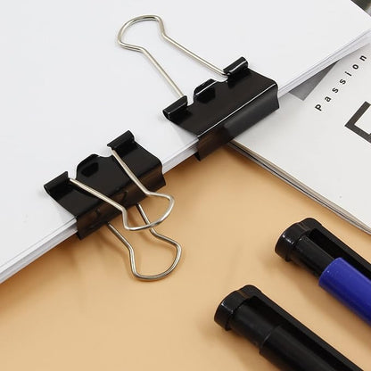 40 Pack Metal Paper Clips, Small, Medium & Large Size - 1 Inch/25mm - Black - Ideal for Office, School and Home