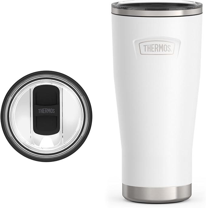 THERMOS ICON SERIES, Stainless Steel Cold Tumbler with Slide Lock, 24 Ounce, Snow
