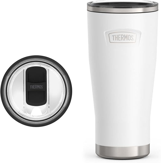 THERMOS ICON SERIES, Stainless Steel Cold Tumbler with Slide Lock, 24 Ounce, Snow