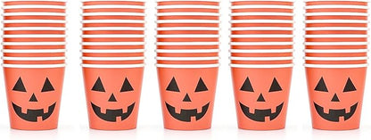 50 Pcs Halloween Shot Cups Pumpkin 2oz Paper Disposable Shot Glasses Mini Party Cup for Halloween Party Drinking Supplies
