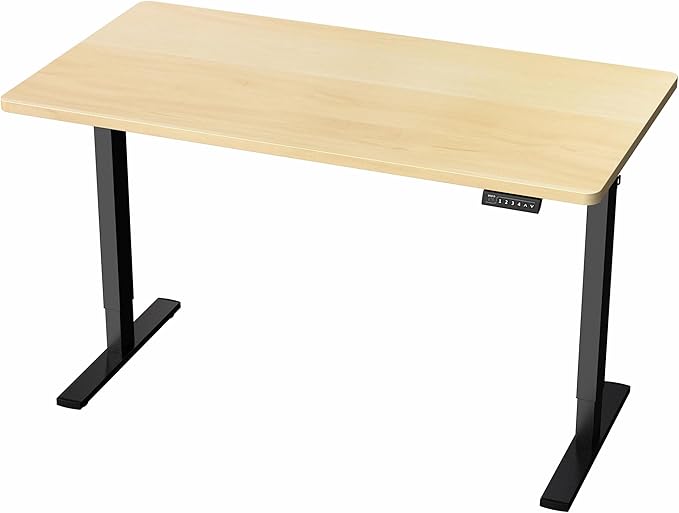 VIVO Electric 43 x 24 in Standing Desk, Memory Height Adjustment, 1B Series, One-Piece Light Wood Top, Black Frame, DESK-KIT-1B4C