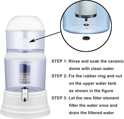 HUINING Replacement Ceramic Dome Water Filter with Coconut Shell Activated Carbon and Faucet Kit for Countertop,Household Water Bucket, Water Cooler Filtration Systems Water Pitcher