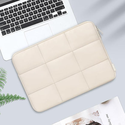 MOSISO 15-15.6 inch Laptop Case, 16 inch Puffy Laptop Sleeve Compatible with MacBook Pro 16 M4 M3 M2 M1, HP, Dell, ASUS, Lenovo Notebook, Rectangle Quilted Puffer Computer Bag for Women, Sand