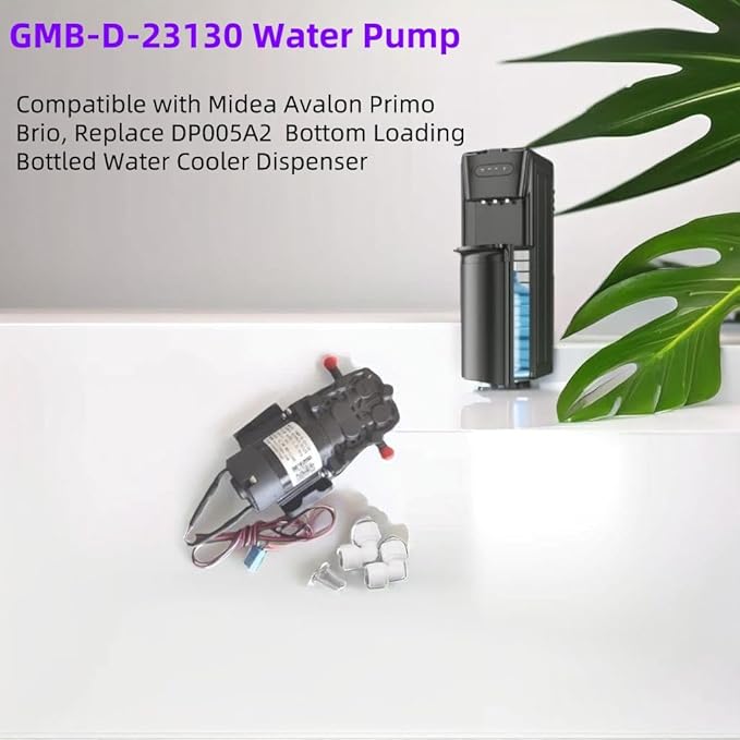 water dispenser pump GMB-D-23130 1.2L/min, fit for Midea, Avalon, Primo, Brio Bottom Loading Bottled Water Cooler Dispenser, replace DP005A2 fit for Bottom Loading Water Dispenser DC 12V parts