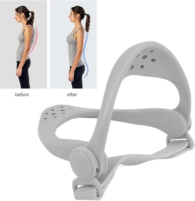 360°Adjustable Neck Brace - Cervical Collar with Neck Stretcher | Neck Orthotics for Forward Head Posture Correction and Cervical Spine Support and Alleviating Pressure (Grey Color)