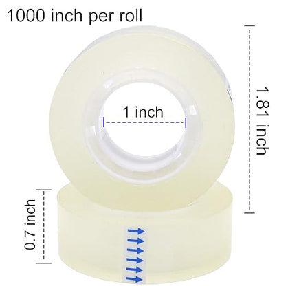 OWLKELA 6 Rolls Transparent Tape Refills, Clear Tape, All-Purpose Transparent Glossy Tape for Office, Home, School