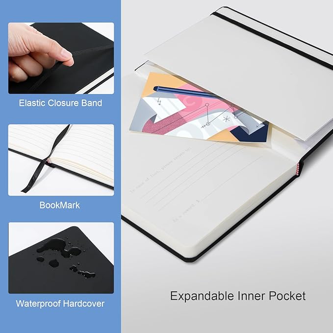 COMIX 24 Pack Lined Journal Notebooks for Work, 240 Pages, Medium 5.5" x 8.3", A5 Hardcover Journaling Notebooks for Business School Office, Notebooks for Notes-Taking Writing